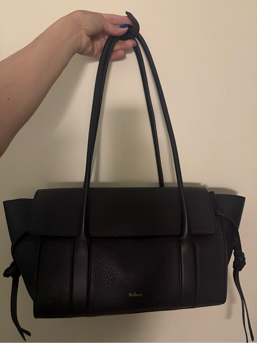 Mulberry Black Pebbled Leather Tote with Slim Shoulder Straps - Picture 4 of 7